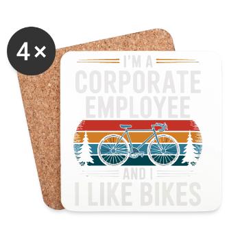 Corporate Employee Who Likes Bikes - Coasters (set of 4) - white - Front