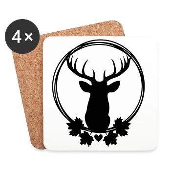 Wreath with deer - Coasters (set of 4) - white - Front
