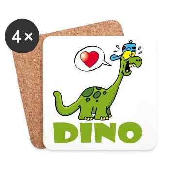 Kawaii Manga Dinosaurier - Untersetzer (4er-Set) - Weiß - Vorne