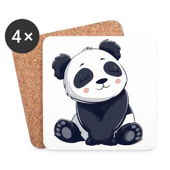 Cute Panda Cartoon Illustration - Coasters (set of 4) - white - Front