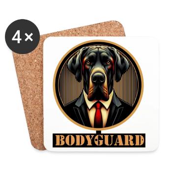 Garde du corps chien en costume - Dessous de verre (lot de 4) - blanc - Devant