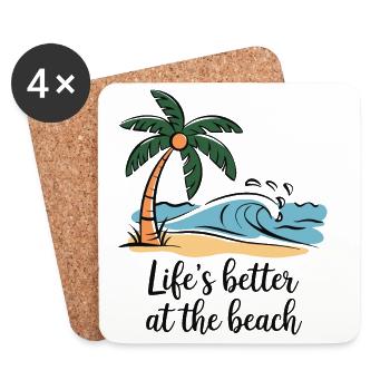 La vie est meilleure à la plage - Dessous de verre (lot de 4) - blanc - Devant