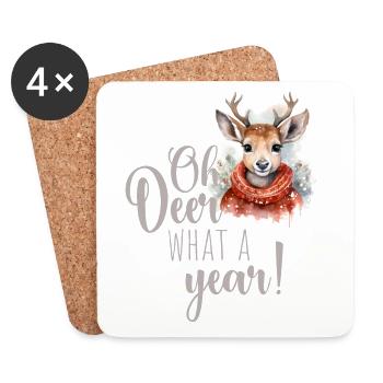 Oh cerf, quel marché de Noël d’année - Dessous de verre (lot de 4) - blanc - Devant