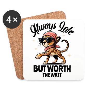 Always too late, but worth it – Gepard Design - Coasters (set of 4) - white - Front