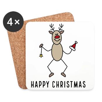 Joyeux Noël - Dessous de verre (lot de 4) - blanc - Devant