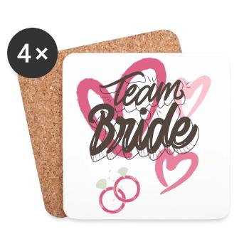 TeamBride Lustiges Bachelorette-Team-T-Shirt - Untersetzer (4er-Set) - Weiß - Vorne