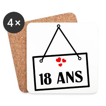 18. 18 JAHRE ALT. 18-JÄHRIGES JUBILÄUM. 18. GEBURTSTAG. - Untersetzer (4er-Set) - Weiß - Vorne