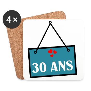 30. 30 YEARS. 30th ANNIVERSARY. 30 YEARS ANNIVERSARY. - Coasters (set of 4) - white - Front