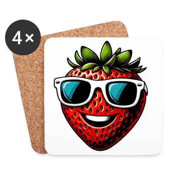 Erdbeeren Erdbeeren - Untersetzer (4er-Set) - Weiß - Vorne