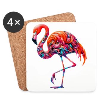 Flamant - Dessous de verre (lot de 4) - blanc - Devant