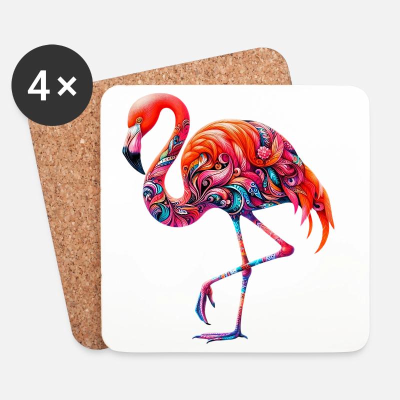 Flamingo - Untersetzer (4er-Set) - Weiß