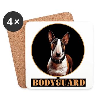 Bull Terrier Dog Portrait Circle - Coasters (set of 4) - white - Front
