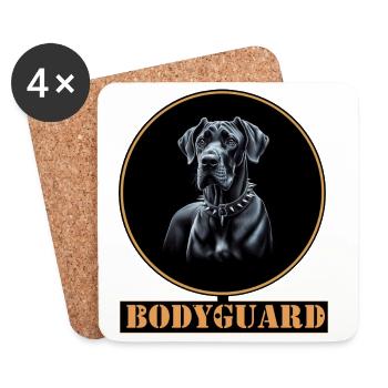 Chien Garde du Corps - Dogue Allemand - Dessous de verre (lot de 4) - blanc - Devant