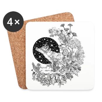 FOX & NIGHT SKY  - Coasters (set of 4) - white - Front