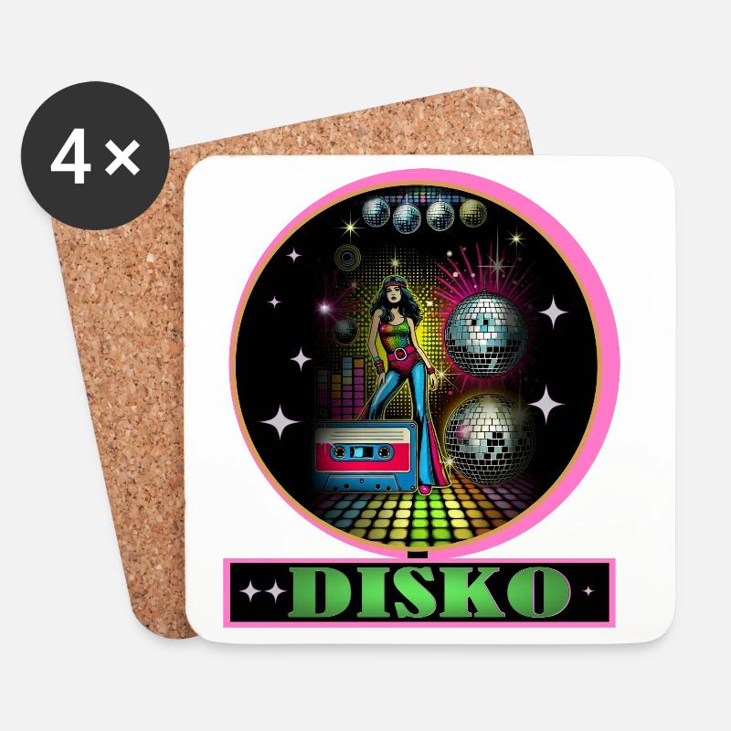 Disco Diva Neon Glitzerkugeln - Untersetzer (4er-Set) - Weiß