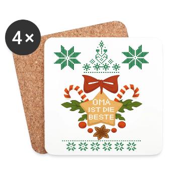 Oma ist die Beste Weihnachten - Untersetzer (4er-Set) - Weiß - Vorne