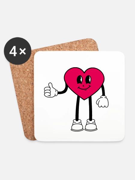 Heart - Coasters (set of 4) - white