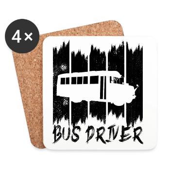Chauffeur de bus - Dessous de verre (lot de 4) - blanc - Devant