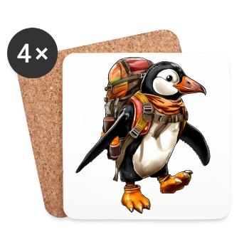 Pinguine Bergsteiger / Wandern Pinguin - Untersetzer (4er-Set) - Weiß - Vorne