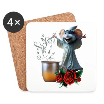 Mouse in Nightgown: The Night of Crazy Melodies. - Coasters (set of 4) - white - Front