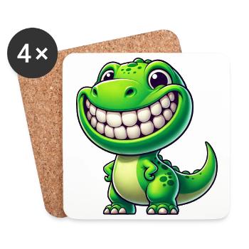 Dinosaure mignon T-Rex Cartoon Friendly - Dessous de verre (lot de 4) - blanc - Devant