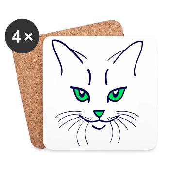 42 Cat Color - Coasters (set of 4) - white - Front