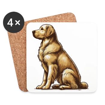 Golden Retriever - Coasters (set of 4) - white - Front
