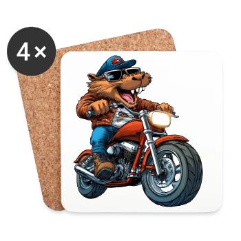 Motorcycle Beaver - Coasters (set of 4) - white - Front