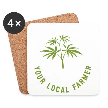 Soutenez votre producteur local de cannabis - Dessous de verre (lot de 4) - blanc - Devant