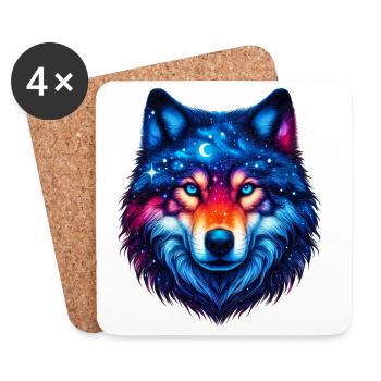 Wolf - Untersetzer (4er-Set) - Weiß - Vorne