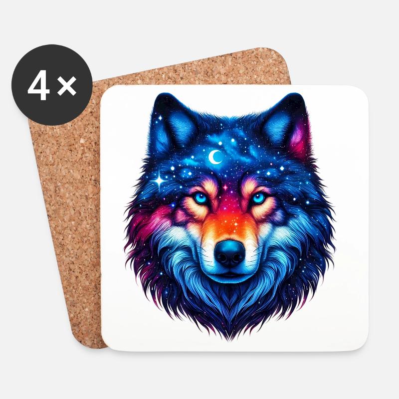 Wolf - Untersetzer (4er-Set) - Weiß