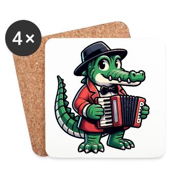 Crocodile Russe en Russe Crocodiles Russes - Dessous de verre (lot de 4) - blanc - Devant