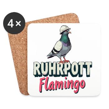 Ruhrgebiet Ruhrpott Flamingo Taube - Untersetzer (4er-Set) - Weiß - Vorne