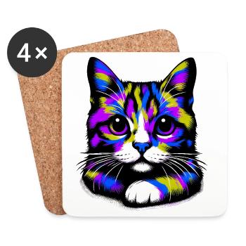 Cat - Coasters (set of 4) - white - Front