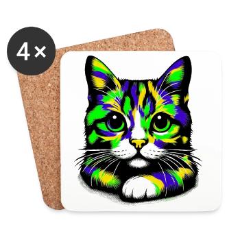 Cat - Coasters (set of 4) - white - Front