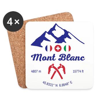 Plus haute montagne des Alpes du Mont-Blanc - Dessous de verre (lot de 4) - blanc - Devant