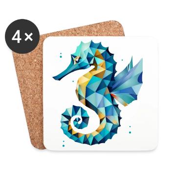 Seahorse – Mystical beauty of the seas - Coasters (set of 4) - white - Front