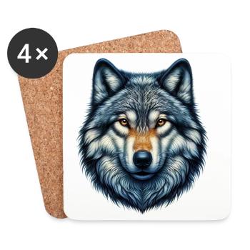 Loup - Dessous de verre (lot de 4) - blanc - Devant