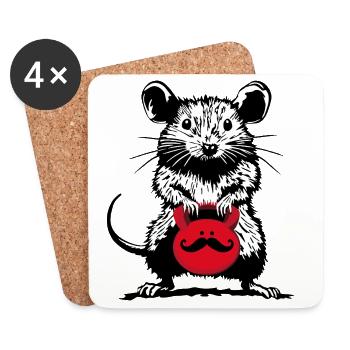 Mister Kettlebell - Street Art meets Muscle Power - Coasters (set of 4) - white - Front