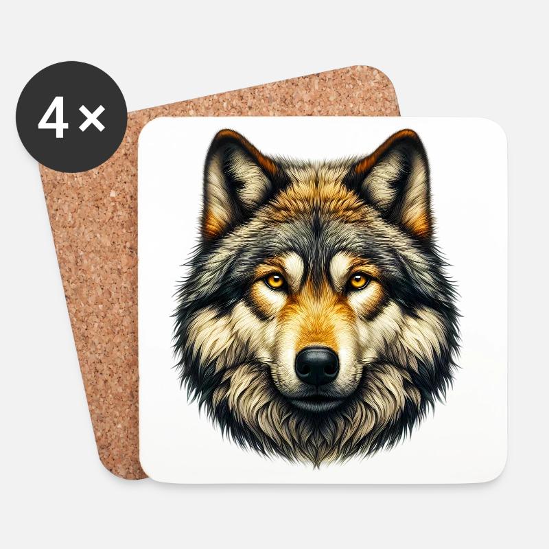 Wolf - Untersetzer (4er-Set) - Weiß
