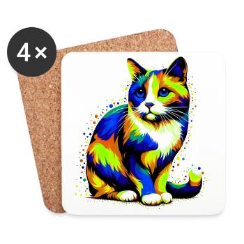Cat - Coasters (set of 4) - white - Front