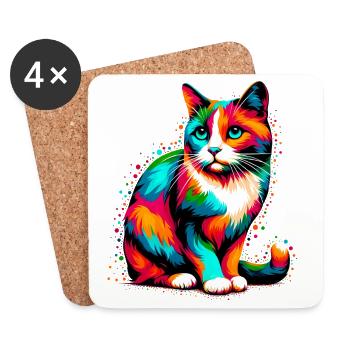 Cat - Coasters (set of 4) - white - Front