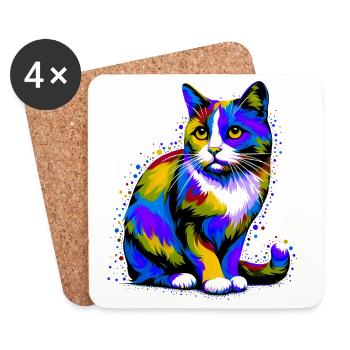 Cat - Coasters (set of 4) - white - Front