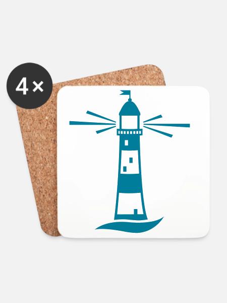 Leuchtturm Nordsee - Untersetzer (4er-Set) - Weiß
