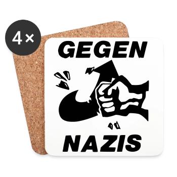 Gegen Nazis - Untersetzer (4er-Set) - Weiß - Vorne