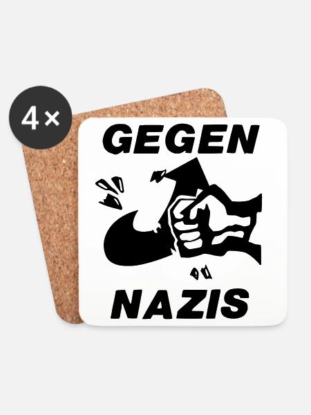 Gegen Nazis - Untersetzer (4er-Set) - Weiß