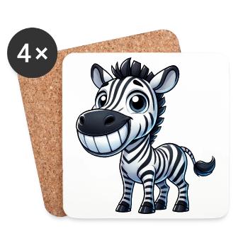 Zebra Grin Tooth Cartoon Happiness Joy Laughter - Coasters (set of 4) - white - Front