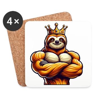 Muscular Sloth King Entraînement de remise en forme - Dessous de verre (lot de 4) - blanc - Devant
