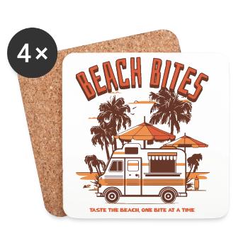 Beach Bites – Kulinarische Strandmomente - Untersetzer (4er-Set) - Weiß - Vorne