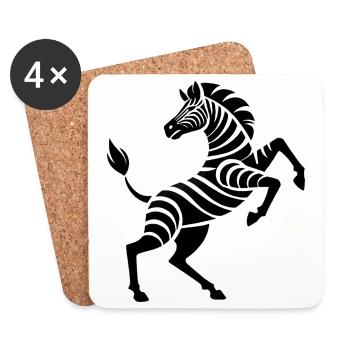 Zebra hooves high art piece silhouette - Coasters (set of 4) - white - Front